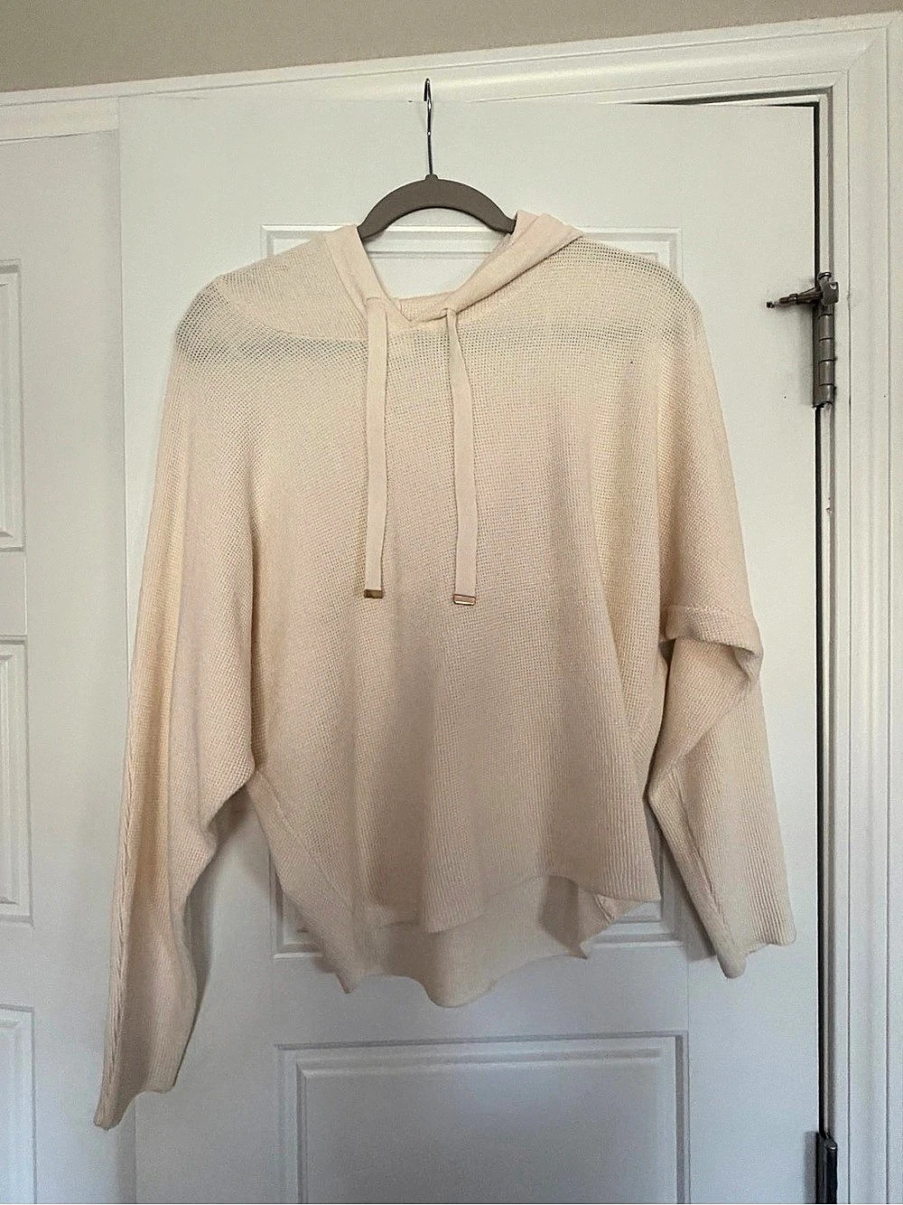 CYRUS The Waffle Hoodie Hooded Open-Knit Sweater Pink Medium